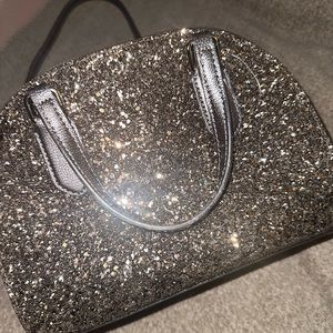 KATE SPADE BAG ALL THAT GLITTERS GUNMETAL GRAY GENUINE LEATHER